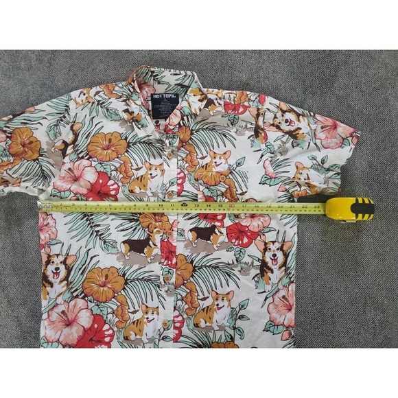 NICE Corgi Hawaiian Hot Topic Shirt ~ Button Up Short Sleeve Aloha Dog Size L - Picture 5 of 7